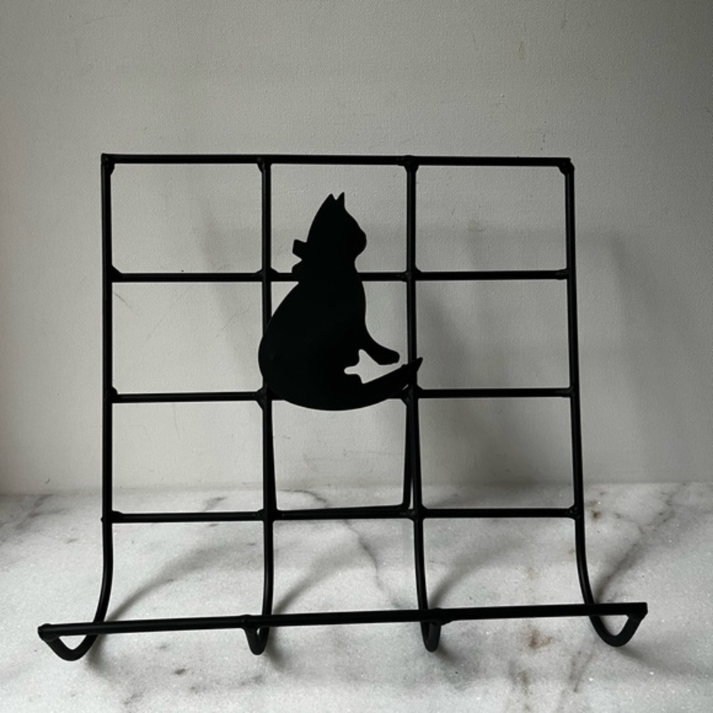Black metal Cook Book Stand painting holder display with black cat… - Picture 2 of 13